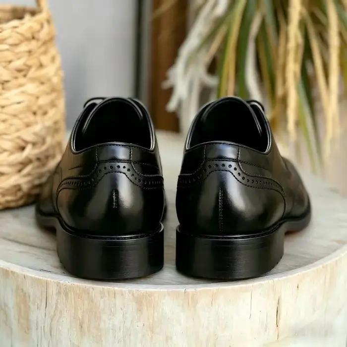 Chaussures Richelieu noires pour hommes, chaussures habillées formelles pour affaires et mariages, semelle rouge, confortables, à lacets