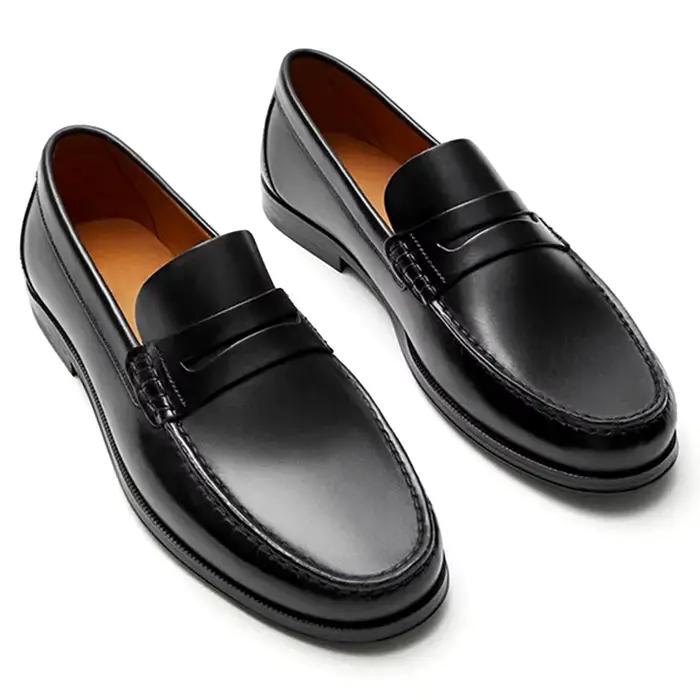 Mocassins en cuir de veau respirants et imperméables pour hommes, chaussures décontractées élégantes et confortables pour l'usage quotidien, printemps et automne