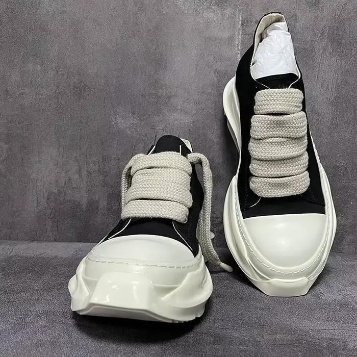 Chaussures à plateforme pour hommes, baskets noires en cuir et toile de luxe pour femmes, à lacets, style urbain, automne
