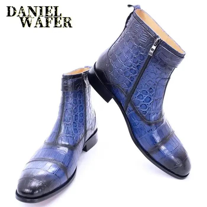 Bottines de luxe en cuir véritable pour hommes
