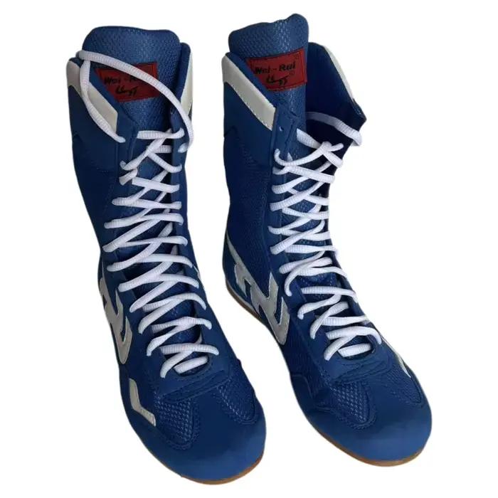 Chaussures de boxe hautes professionnelles pour hommes et femmes adultes bleu rouge noir 35 -46