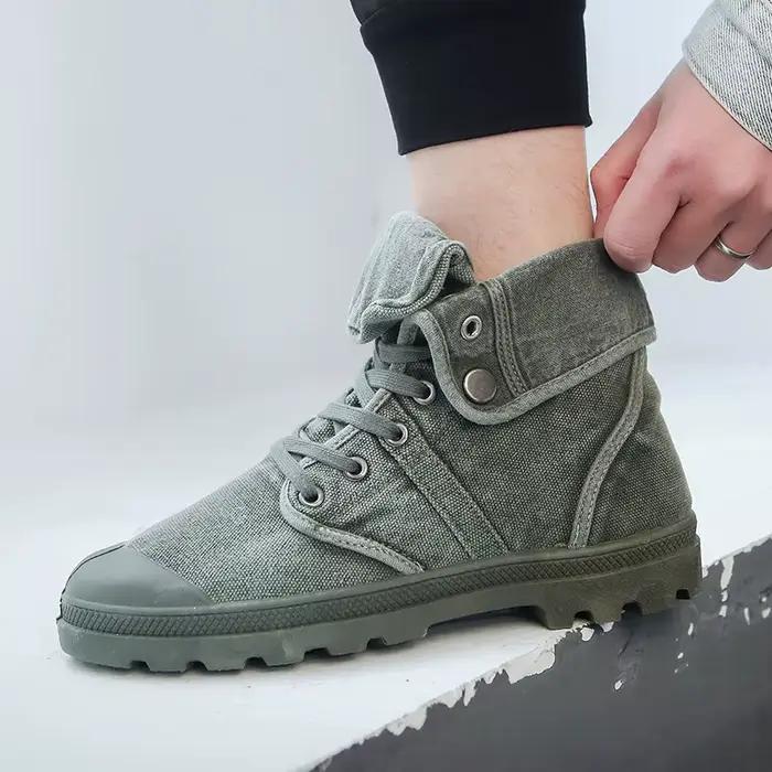 Bottes de rinçage pour hommes, baskets à lacets, chaussures d'extérieur décontractées, plates, respirantes, confortables, en toile
