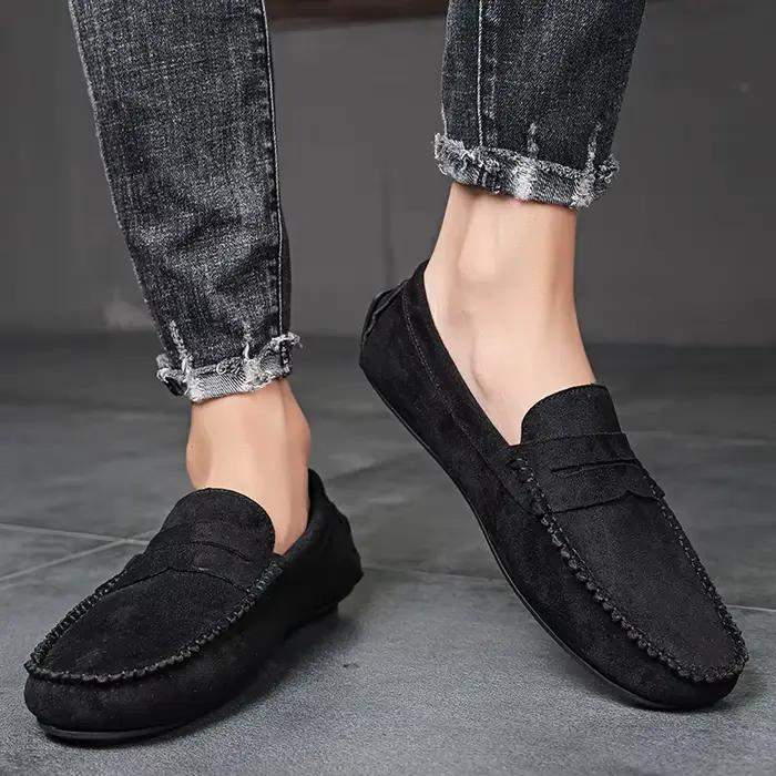 Hommes daim chaussures en cuir décontractées mode confortable hommes mocassins sans lacet chaussures plates pour homme mâle paresseux chaussures chaussures de conduite