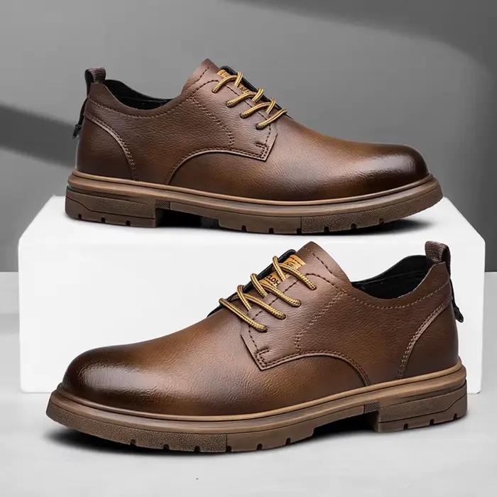 52/2000 CLOHOO chaussures pour hommes faites à la main chaussures en cuir décontractées d'affaires respirant semelle souple confortable classique à lacets chaussures pour hommes