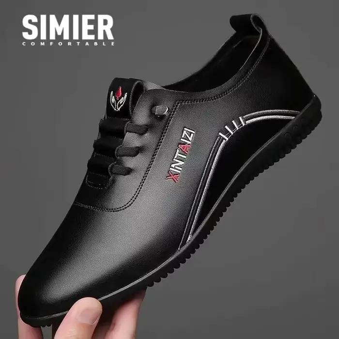 Chaussures en cuir pour hommes mode semelle souple