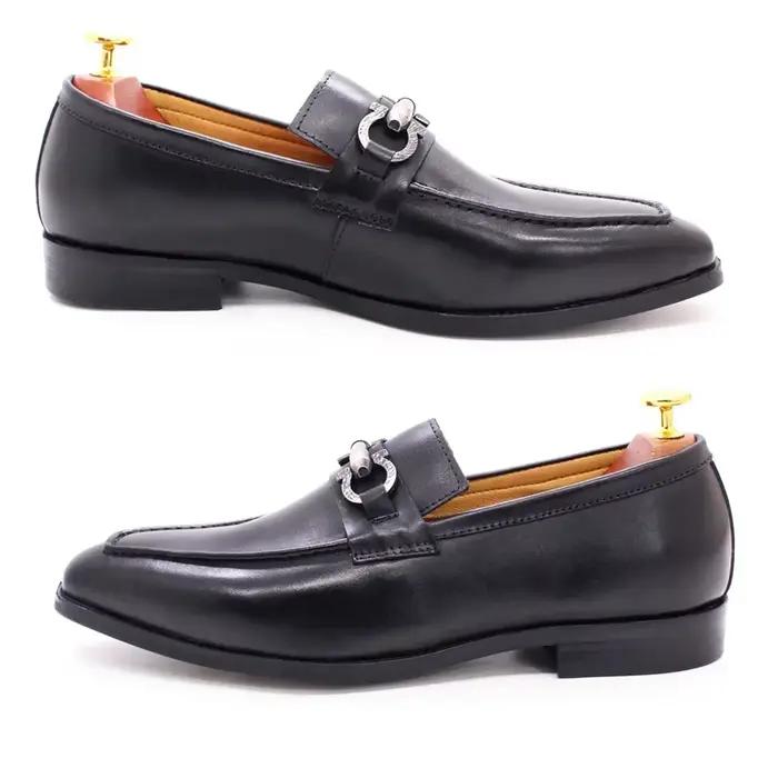 Mocassins en cuir véritable pour hommes, marque de luxe, chaussures décontractées noires à enfiler, pour mariage, bureau, affaires, taille 39-46