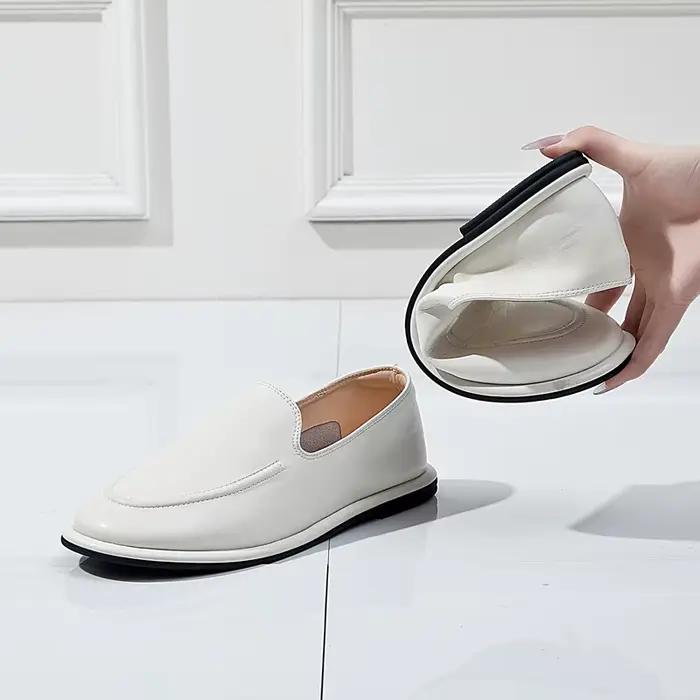 Mocassins Femme Cuir Véritable Bout Arrondi Souples Faciles à Enfiler Occasions Spéciales