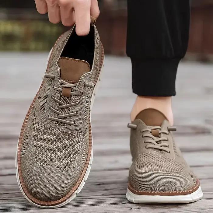 Hommes chaussures décontractées classique respirant richelieu appartements amorti couleur blocage conception
