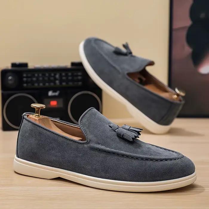 Mocassins décontractés pour hommes à enfiler, semelle plate, style sportif et tendance, bout rond, respirants, antidérapants, couleur unie