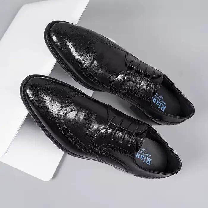 Chaussures en cuir pour hommes avec lacets, motifs gravés, vêtements formels pour mariages, style cérémonie, haut de gamme, style européen