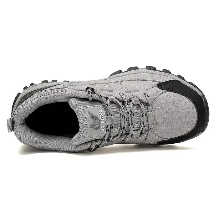 Chaussures de randonnée hiver rétro en cuir extérieur tout-terrain noir antidérapant Trail
