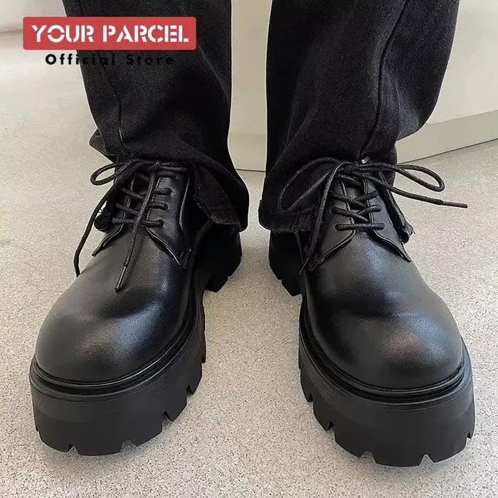 Chaussures en cuir rehaussées pour hommes, chaussures derbies coréennes à l'offre elles épaisses, assorties au quotidien à la mode avec des olympiques