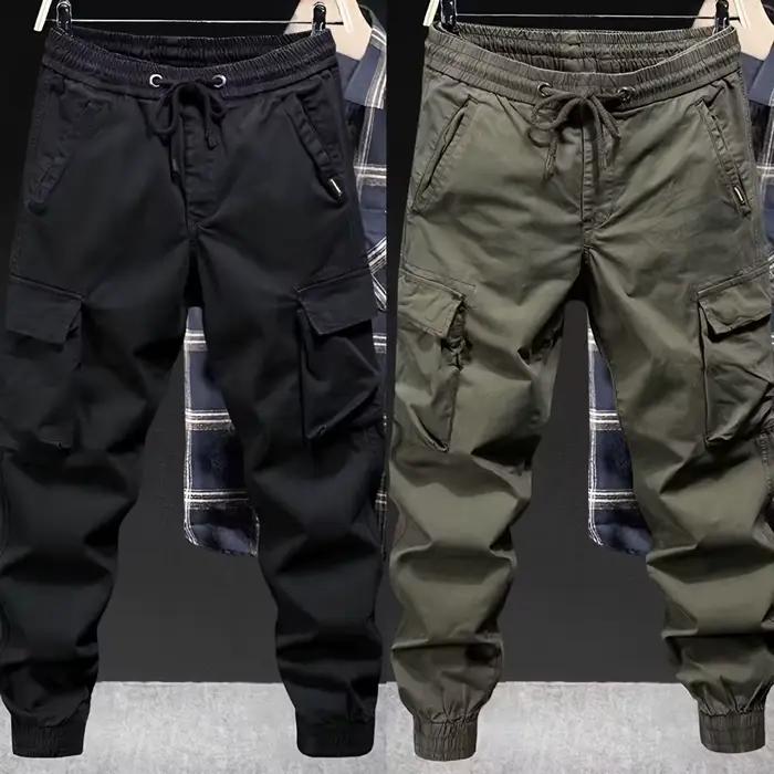 Mode travail décontracté pour hommes printemps et automne marque à la mode pieds amples couleur unie travail américain pantalons décontractés