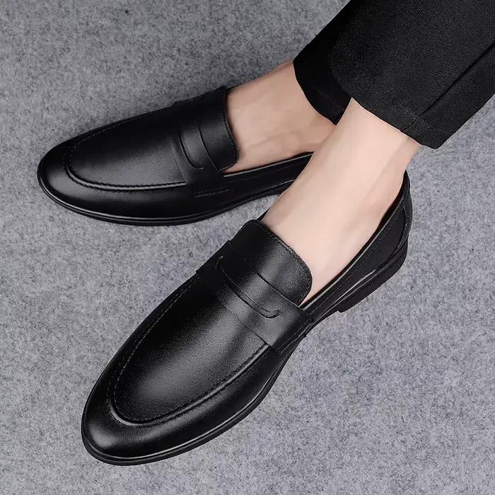 Mocassins pointus en cuir véritable pour homme, mocassins Yeinshaars respirants et massants pour occasions décontractées et formelles