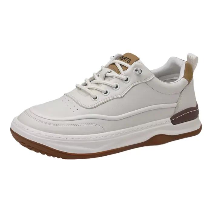 Chaussures décontractées en cuir pour hommes, style sportif, avec empeigne en cuir souple et respirant, semelle extérieure en caoutchouc légère, confortables pour le printemps