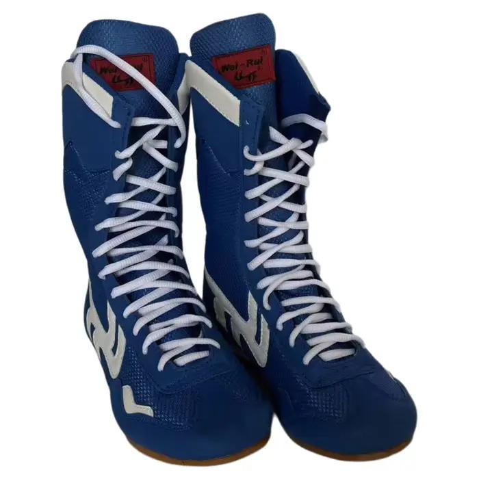 Chaussures de boxe hautes professionnelles pour hommes et femmes adultes bleu rouge noir 35 -46