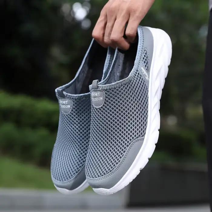 Demi-pantoufles YRZL en maille aérée pour hommes, chaussures respirantes et anti-transpirantes, parfaites pour les activités de plein air et les voyages