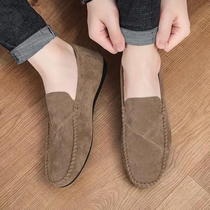 Mode daim hommes chaussures décontractées mâle paresseux chaussures respirant confort sans lacet hommes chaussures de conduite marque de luxe mocassins mocassins