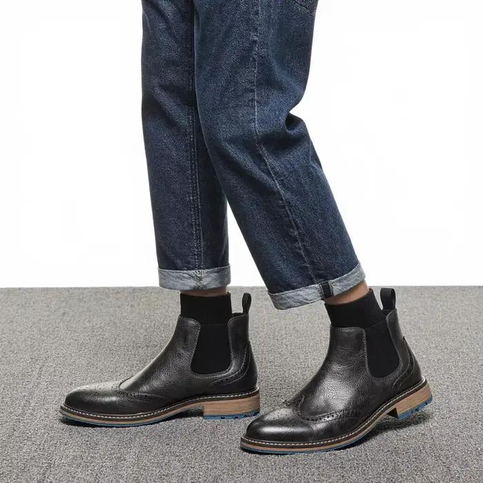Bottes Chelsea en cuir pour homme style britannique confortable et élégant pour printemps automne occassions multiples à offrir
