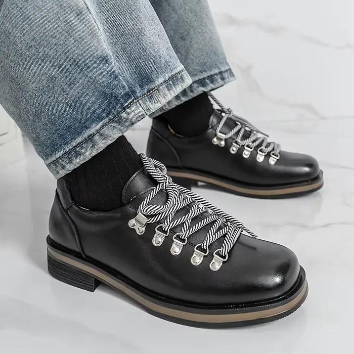 Chaussures pour hommes, design à bout carré, chaussures en cuir de luxe, chaussures décontractées formelles, style britannique, chaussures en cuir pour affaires, mocassins pour hommes