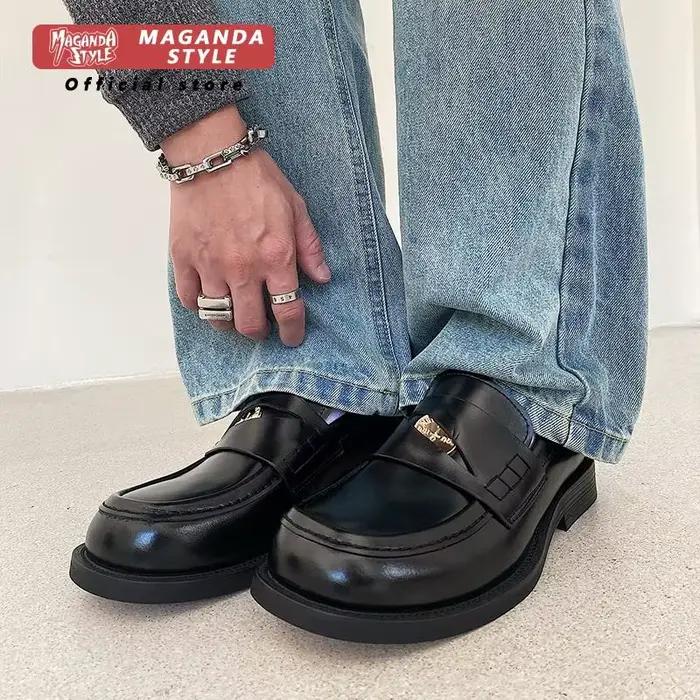 Mocassins en cuir véritable Maganda Style pour hommes élégants, chaussures habillées formelles pour bureau et carrière, occasions spéciales et déplacements