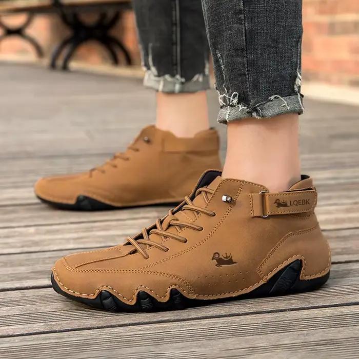 Chaussures en cuir pour hommes espadrilles décontractées 2025 bottines de moto imperméables marque italienne