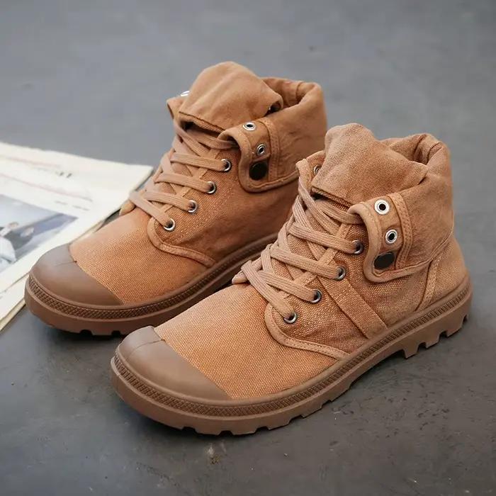 Bottes de rinçage pour hommes, baskets à lacets, chaussures d'extérieur décontractées, plates, respirantes, confortables, en toile