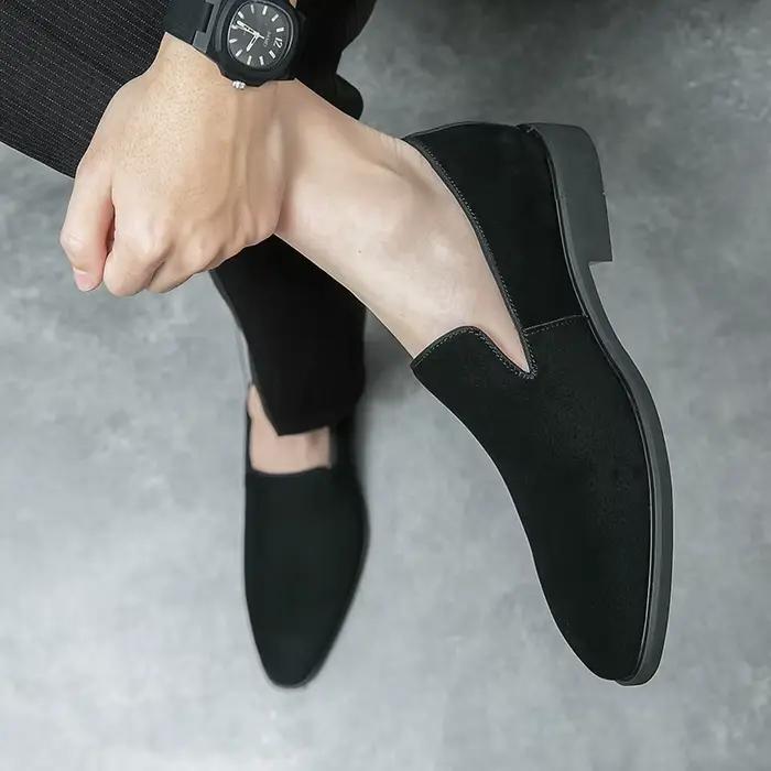 Printemps italien marque de luxe chaussures en cuir suédé affaires bureau chaussures habillées pour homme marron discothèque fête mocassins homme