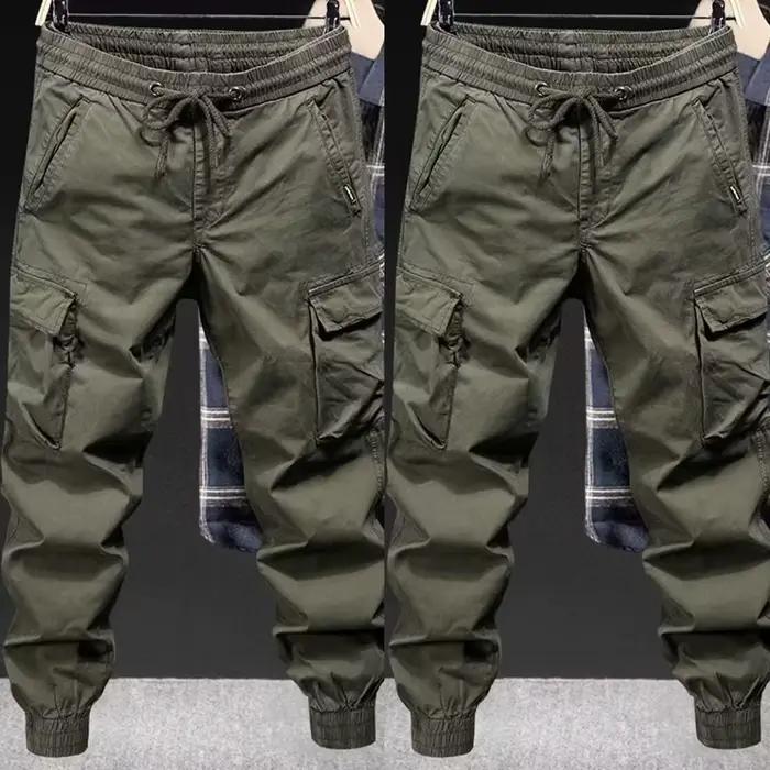 Mode travail décontracté pour hommes printemps et automne marque à la mode pieds amples couleur unie travail américain pantalons décontractés