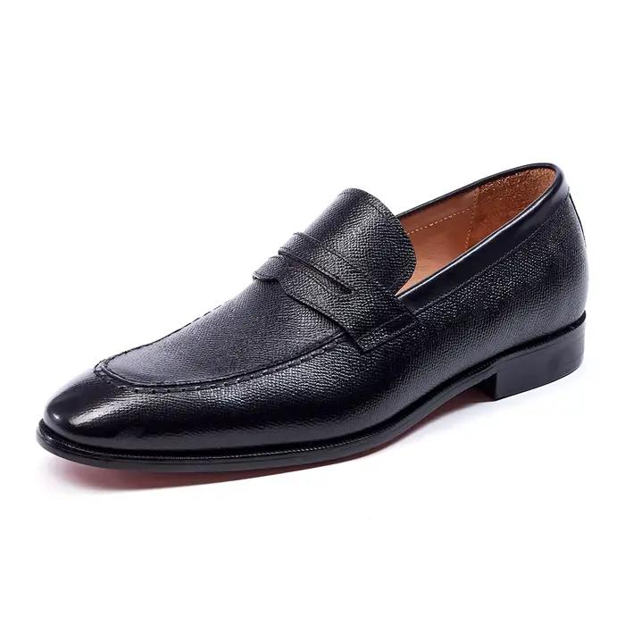 Chaussures habillées de luxe à enfiler pour hommes, en cuir véritable, mocassins italiens pour hommes, noires et marron, chaussures Oxford formelles de marque, chaussures décontractées pour hommes