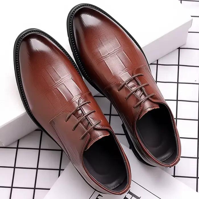 Chaussures habillées en cuir pour hommes, chaussures Oxford de luxe à lacets pour hommes, chaussures de créateur à bout pointu pour fêtes, mariages, bureau et occasions formelles