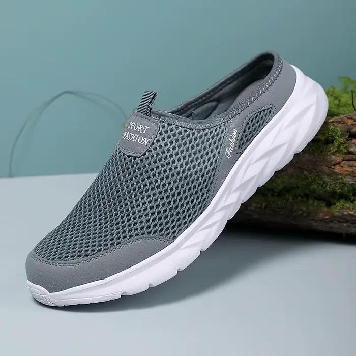 Demi-pantoufles YRZL en maille aérée pour hommes, chaussures respirantes et anti-transpirantes, parfaites pour les activités de plein air et les voyages