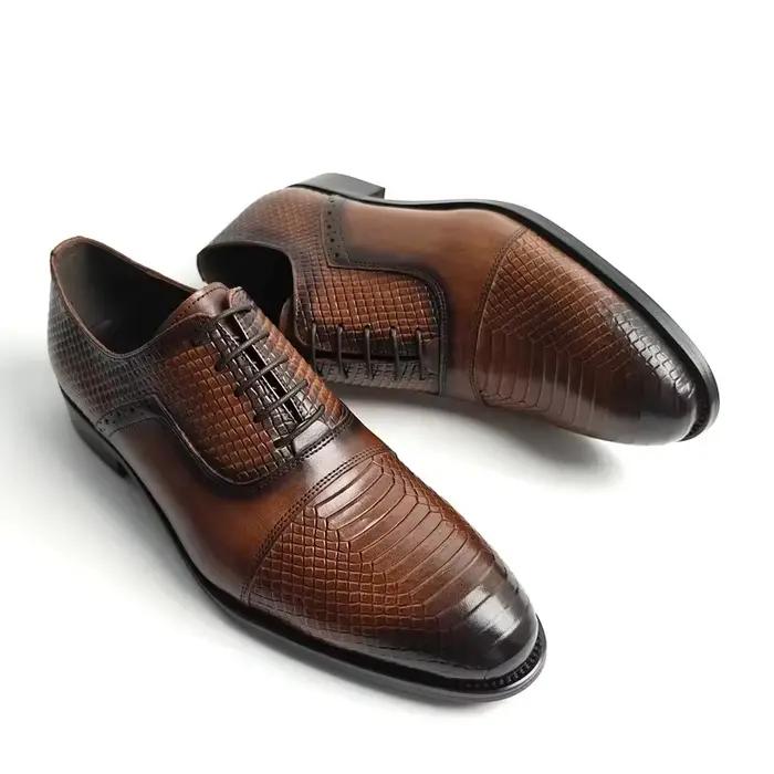 Chaussures Oxford en cuir véritable pour hommes