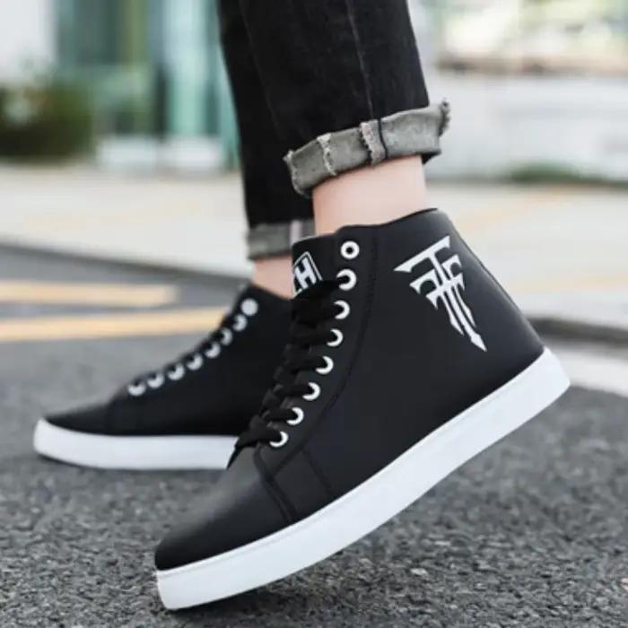 Baskets blanches haut hommes chaussures vulcanisées chaussures de loisir à la mode chaussure de course en plein air antidérapant à lacets hommes chaussures Tenis Hombres