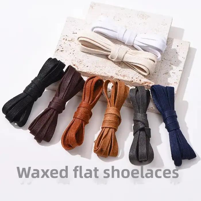 Lacets en coton ciré 7mm plats pour chaussures en cuir d'affaires Oxford brillant café marron adapté aux hommes et aux femmes