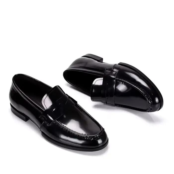 Chaussures Penny de Luxe pour Hommes, Mocassins en Cuir Italien pour Hommes, Chaussures Habillées Formelles en Cuir Verni Noir pour Hommes