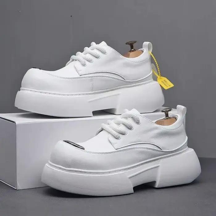 Chaussures de luxe argentées pour hommes, baskets légères et résistantes à l'usure, à plateforme rehaussante, à la mode