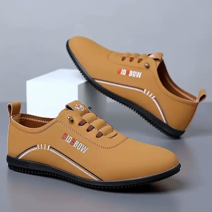 Chaussures en cuir pour hommes mode semelle souple