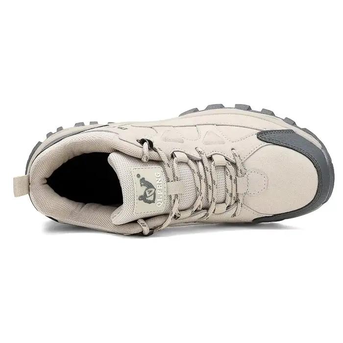 Chaussures de randonnée hiver rétro en cuir extérieur tout-terrain noir antidérapant Trail