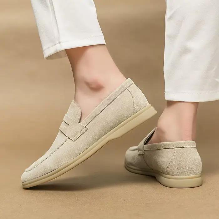 Mocassins classiques en cuir suédé pour hommes