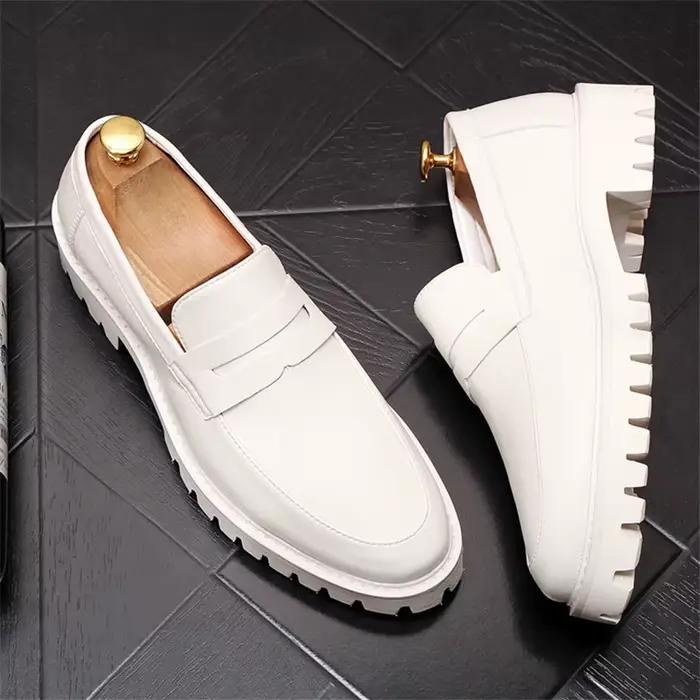 Chaussures de luxe en cuir blanc pour hommes, mocassins confortables à enfiler, chaussures de conduite antidérapantes, chaussures de haute qualité pour hommes