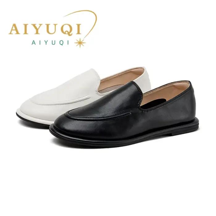 Mocassins Femme Cuir Véritable Bout Arrondi Souples Faciles à Enfiler Occasions Spéciales