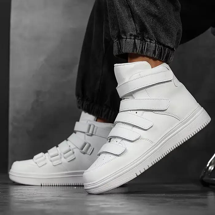 Baskets montantes en cuir artificiel pour hommes, chaussures respirantes et robustes, baskets décontractées et élégantes pour skaters et amoureux de la mode, chaussures plates canisées pour hommes, baskets rouges pour occasions spéciales