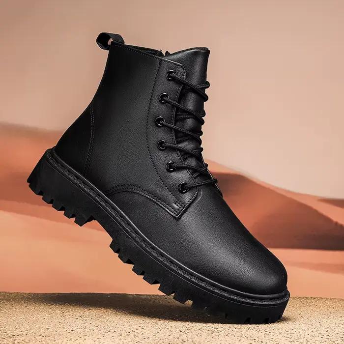 Hommes chaussures automne anti-dérapant imperméable haut noir à lacets