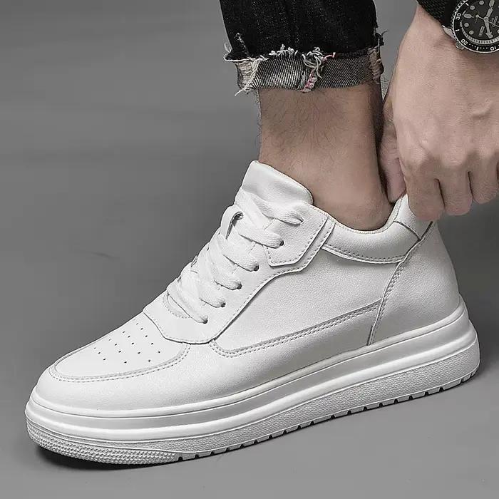 Baskets élévatrices pour hommes, chaussures rehaussantes, semelle intérieure augmentée de hauteur, 8cm, blanc, noir, chaussures plus hautes, loisirs, mode sport, grande taille 36-44