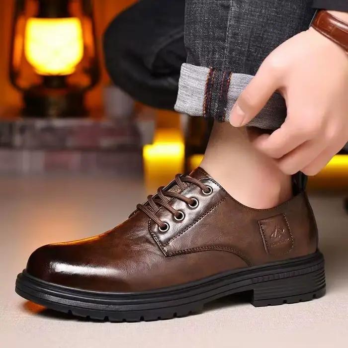 Chaussures décontractées Rollstep en cuir véritable pour homme, style rétro britannique, semelle souple EVA, parfaites pour le bureau et les sorties décontractées