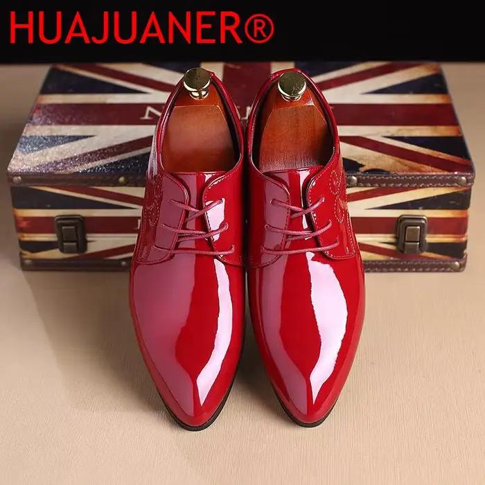 Chaussures Brogue Rétro Classiques en Cuir Verni pour Homme