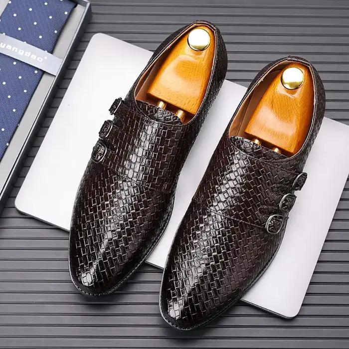 Tricot hommes chaussures en cuir chaussures habillées d'affaires formelles pour hommes classique décontracté luxe chaussures formelles Derby fête Oxford chaussures pour hommes