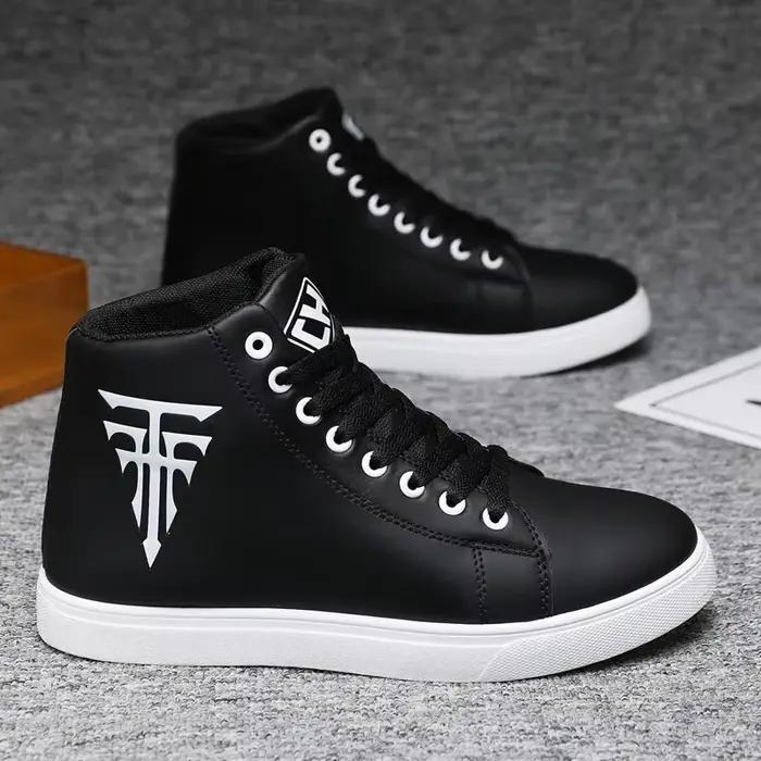Baskets blanches haut hommes chaussures vulcanisées chaussures de loisir à la mode chaussure de course en plein air antidérapant à lacets hommes chaussures Tenis Hombres