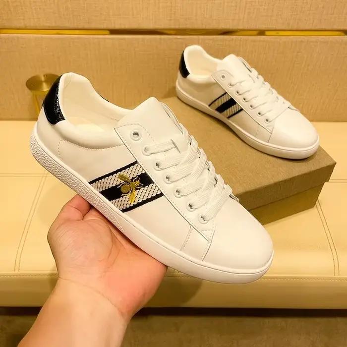 Chaussures de skate de luxe pour homme en cuir véritable brodé abeille